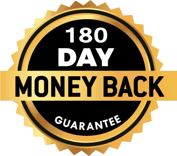 180 day money back guarantee badge for Red Boost orders